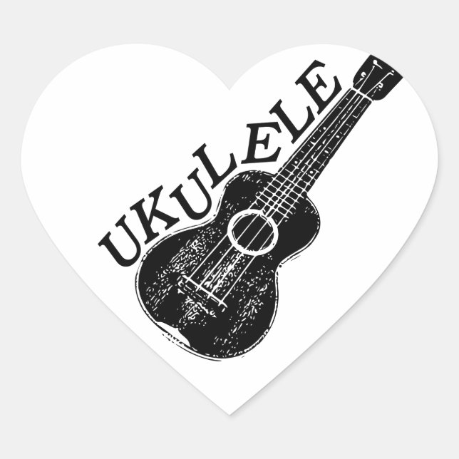 Ukulele Text und Bild Herz-Aufkleber (Vorderseite)