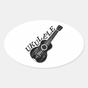 Ukulele Text und Bild Ovaler Aufkleber