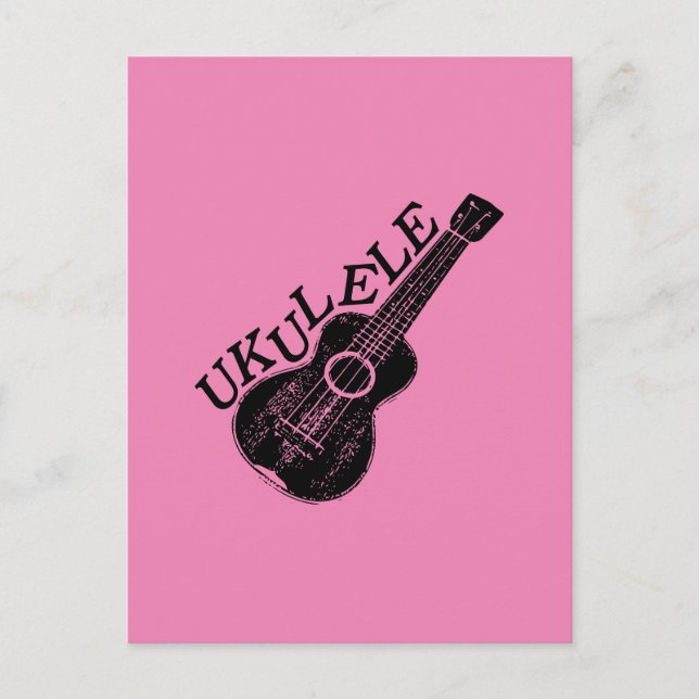 Ukulele Text und Bild Postkarte (Vorderseite)