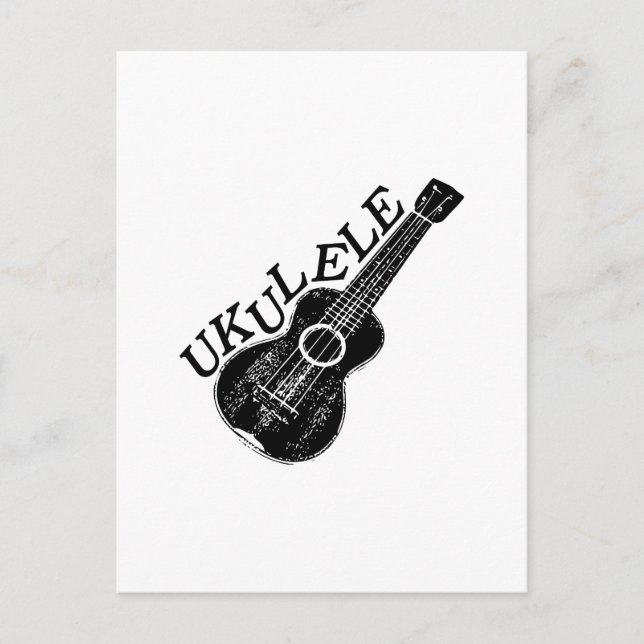 Ukulele Text und Bild Postkarte (Vorderseite)