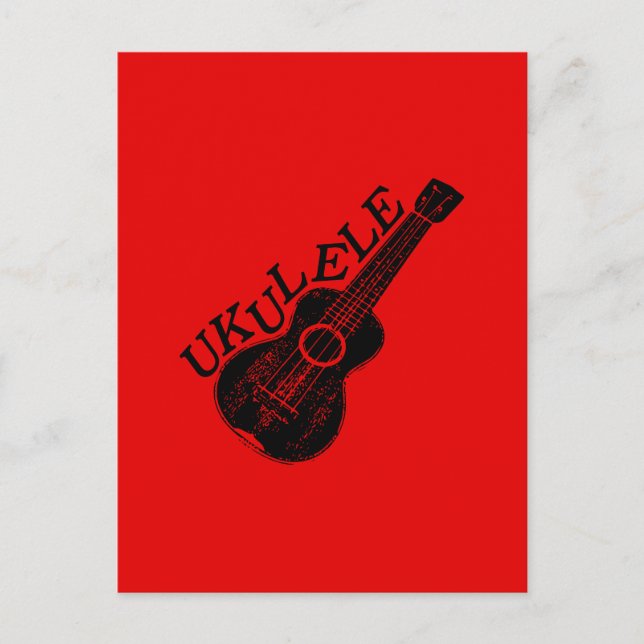 Ukulele Text und Bild Postkarte (Vorderseite)
