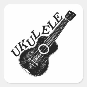 Ukulele Text und Bild Quadratischer Aufkleber