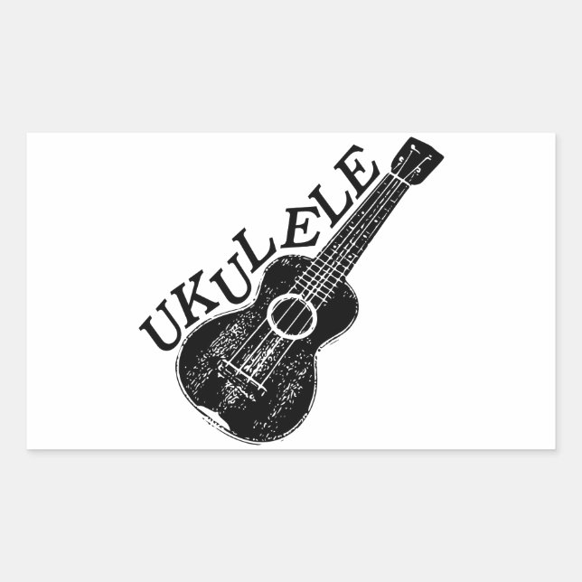 Ukulele Text und Bild Rechteckiger Aufkleber (Vorderseite)