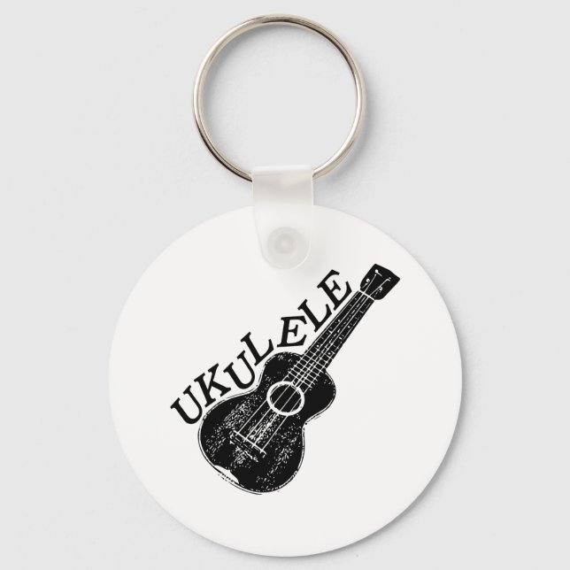 Ukulele Text und Bild Schlüsselanhänger (Vorderseite)