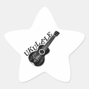 Ukulele Text und Bild Stern-Aufkleber