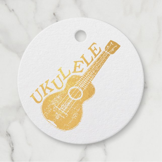 Ukulele Text- und Bildherz Geschenkanhänger (Vorderseite)