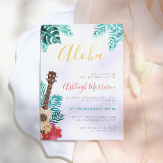Ukulele | Tropisches Party zum Geburtstag Luau Einladung