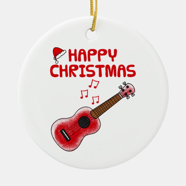Ukulele Uke Player Musician Weihnachtsdekoration Keramik Ornament (Vorne)
