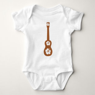 Ukulele und weißer Hibiskus Baby Strampler