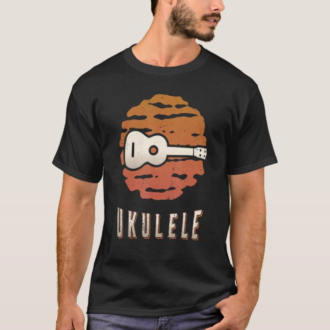 Ukulele Vintage Retro Classic Sunset Music T-Shirt (Vorderseite)
