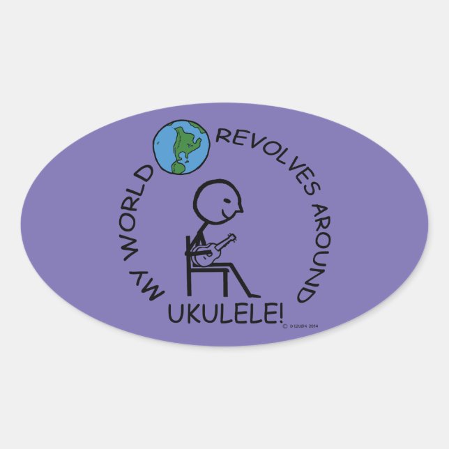Ukulele - Weltumdrehungen um Oval Sticker (Vorderseite)