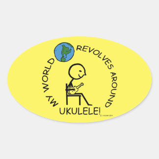 Ukulele - Weltumdrehungen um Oval Sticker