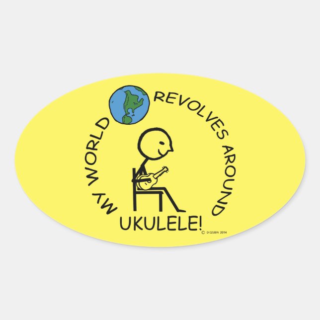 Ukulele - Weltumdrehungen um Oval Sticker (Vorderseite)