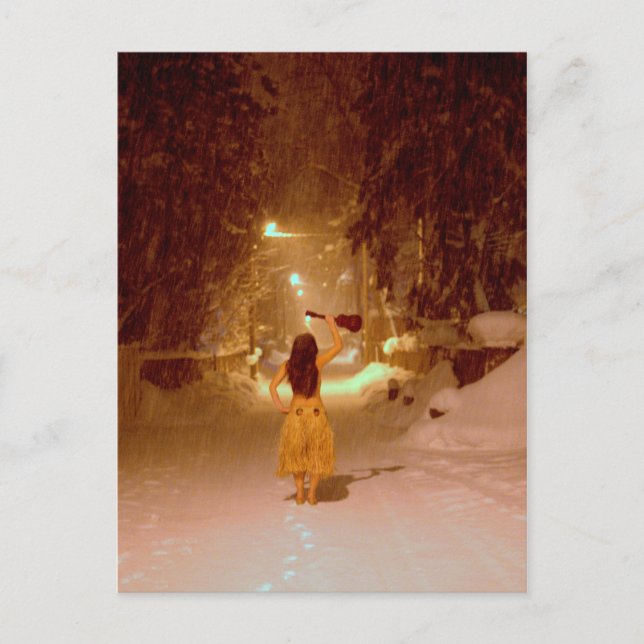 Ukulele Winterwunderland Postkarte (Vorderseite)