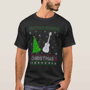 Ukulele Xmas Tree Lighting Ugly Weihnachtssüßer T-Shirt