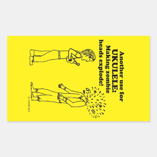 Ukulele Zombie Explode Rechtecksticker Rechteckiger Aufkleber (Vorderseite)