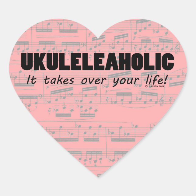 Ukuleleaholic Life Heart Sticker (Vorderseite)