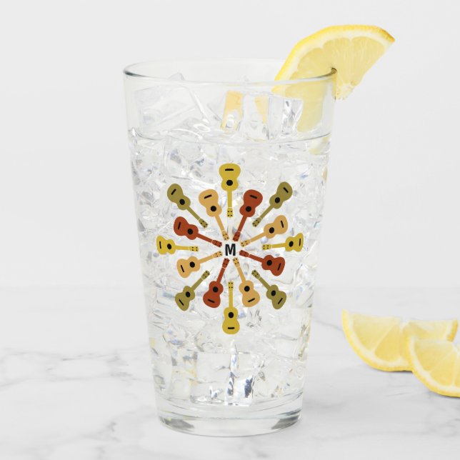 Ukuleles benutzerdefiniertes Monogramm-Pint-Glas Glas (Rückseite Ice)