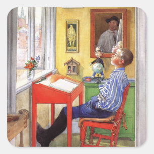 Ulf, der seine Hausaufgaben tut Quadratischer Aufkleber