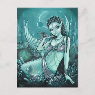 Uli Celestial Alien Mermaid Fee Dragon Postcard Postkarte
