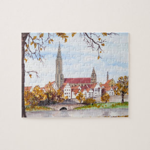 Ulm Kathedrale Deutschland Stadtbild Acrylmalerei Puzzle