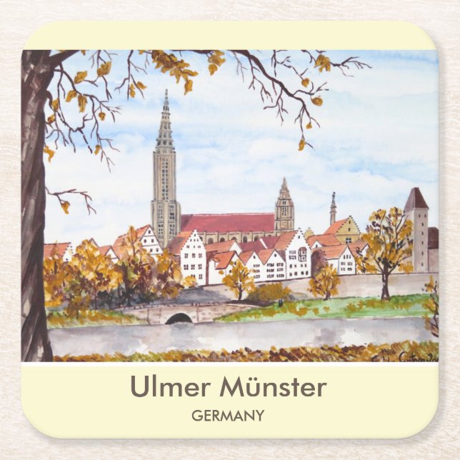 Ulm Minster Germany Painting by Farida Greenfield Rechteckiger Pappuntersetzer (Vorderseite)