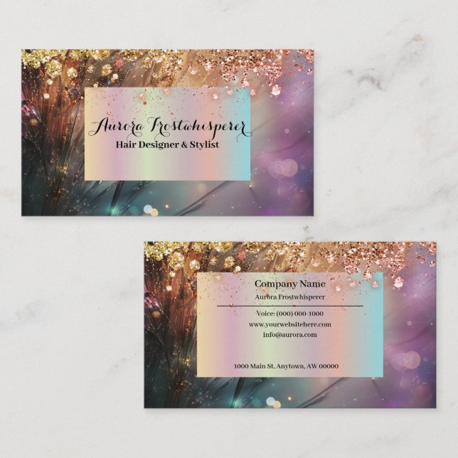 Ulrica Dark Rose Glitzer Halo Business Card Visitenkarte (Vorne/Hinten)