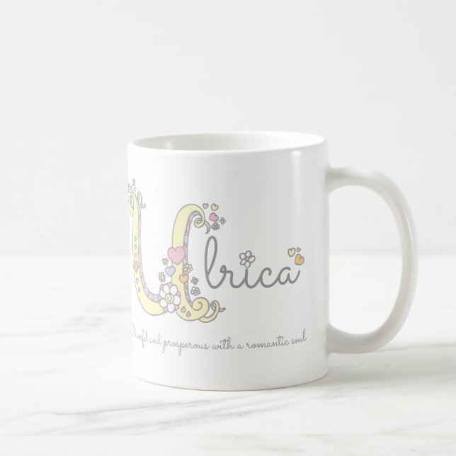 Ulrica Name bedeutet dekorative U Monogramm Tasse (Rechts)