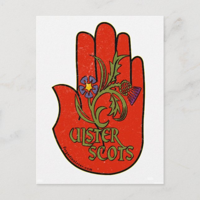 Ulster-Schotte rotes Handdesign. Postkarte (Vorderseite)