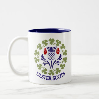 Ulster-Schotten Distel u. Kleeblatt-Tasse Zweifarbige Tasse
