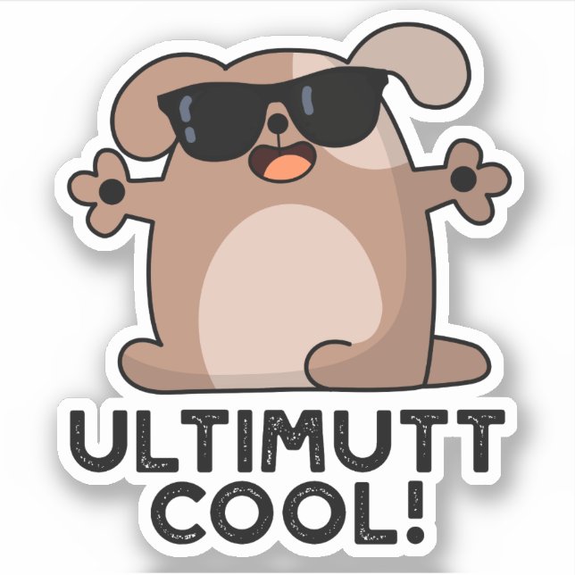 Ulti-mutt Cool Funny Dog Pun Aufkleber (Vorderseite)