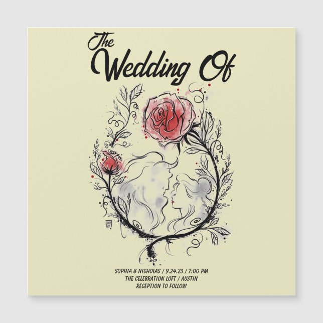 Ultil the last Petal Falls Wedding Magneteinladung (Vorderseite)