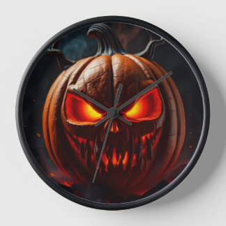 Ultimate Fiery Pumpkin Horror Clock Uhr