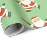 Ultimate Frisbee Christmas Wrapping Paper Geschenkpapier<br><div class="desc">Kreative ultimative frisbee Geschenkpackung mit Cartoon Santa mit einem frisbee.</div>