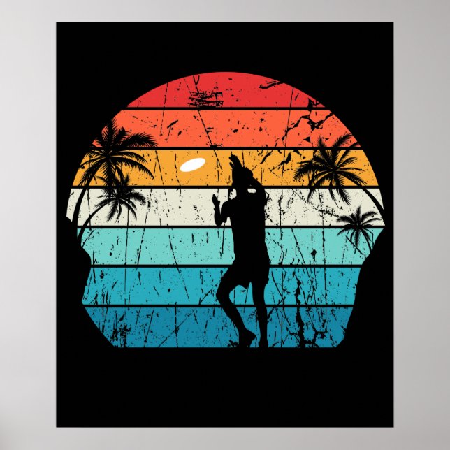 Ultimate Frisbee Disk Player Vintag Summer Beach Poster (Vorne)