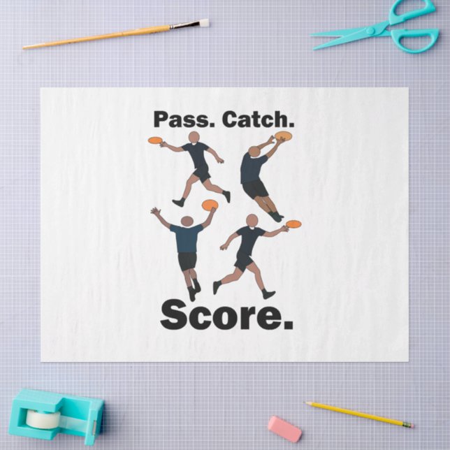 Ultimate-Frisbee-Pass-Catch-Score-Frisbee-Party Seidenpapier (Basteln)