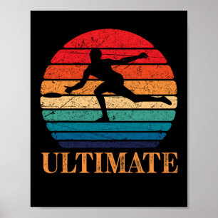 Ultimate Frisbee Retro Player Flying Disk Threadin Poster