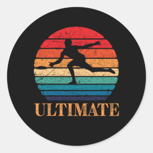 Ultimate Frisbee Retro Player Flying Disk Threadin Runder Aufkleber