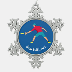Ultimate Frisbee Schneeflocken Zinn-Ornament