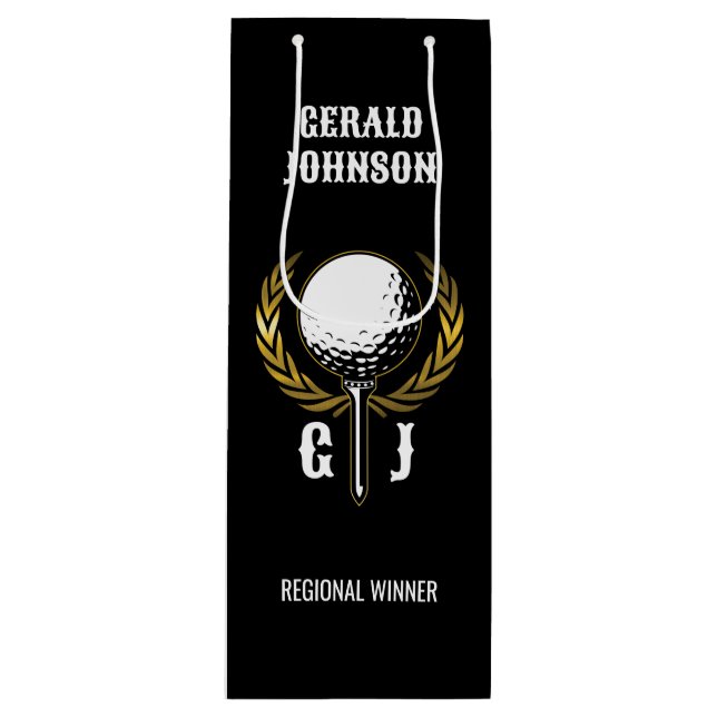 Ultimate Golf Monogram Design Kleine Geschenktasch Geschenktüte Für Weinflaschen (Vorderseite)
