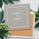 Ultimate Gray Wedding Bride & Groom Elegant Einfac Steinuntersetzer<br><div class="desc">Der schlichte, minimalistische und schicke Untersetzer aus Stein zeichnet sich durch ein modernes Design aus, das durch eine gerahmte, zweischalige, knallige und graue Liebe besticht. Dieses moderne, einfache Design bietet zeitlose, klassische Eleganz. Personalisieren Sie die Namen der Paare und das Veranstaltungsdatum in eleganter weißer Schrift und Schrift. Dies sind perfekte...</div>