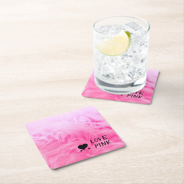 Ultimate Hot Pink Fuzzy Imitate Fur Rechteckiger Pappuntersetzer (Vor Ort)