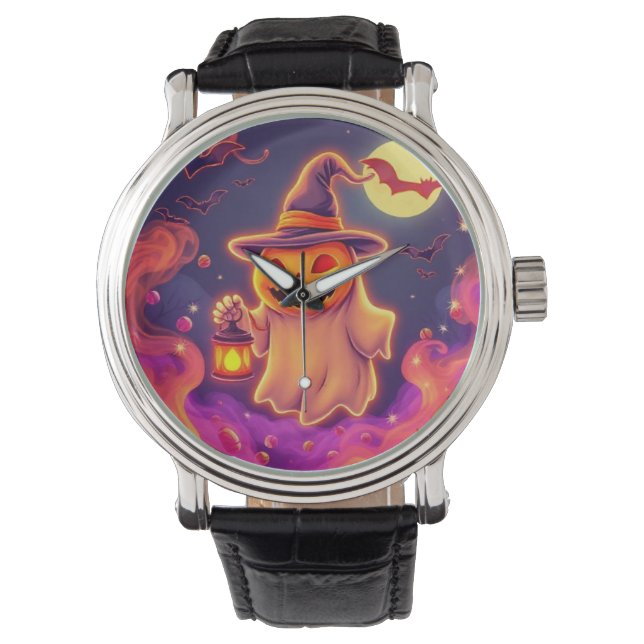 Ultimate Spooky Pumpkin Ghost Art Armbanduhr (Vorderseite)