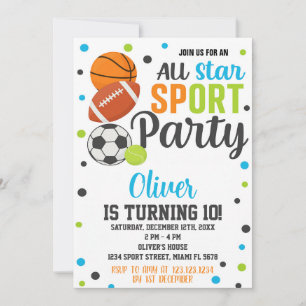 Ultimate Sports Party Einladung zum Geburtstag