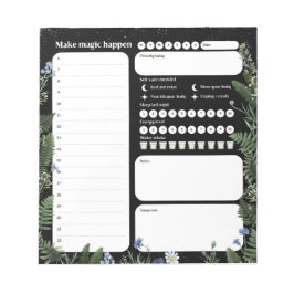 Ultimate Wellness Planner – Dark Floral Notepad Notizblock