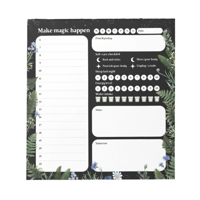 Ultimate Wellness Planner – Dark Floral Notepad Notizblock (Vorderseite)