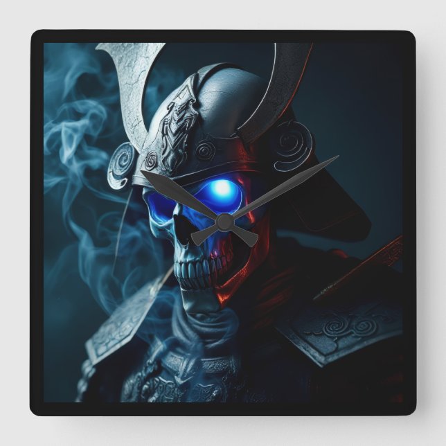 Ultimative Ghost-Samurai-Krieger-Uhr Quadratische Wanduhr (Vorderseite)