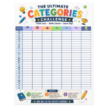 Ultimative Kategorien Challenge Druckbares Spiel