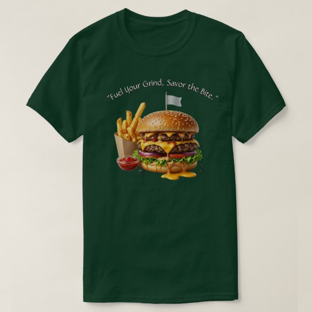 Ultimatives Double Cheeseburger & Fritten Grafik T T-Shirt (Design vorne)