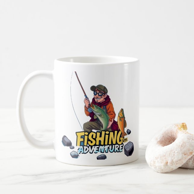 Ultimatives Fischerabenteuer: Fang des Tages! Kaffeetasse (Mit Donut)